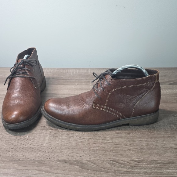 Johnston & Murphy Other - Johnston & Murphy Mens Brown Pebbled Leather Chukka Boots 59-12363 Size 10M
